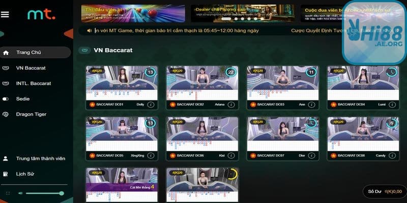 Hi88 cung cấp các trò chơi Live Casino với người chia bài thật