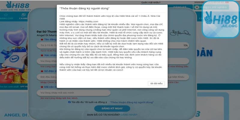 Xác nhận và hoàn tất đăng ký sau khi điền thông tin
